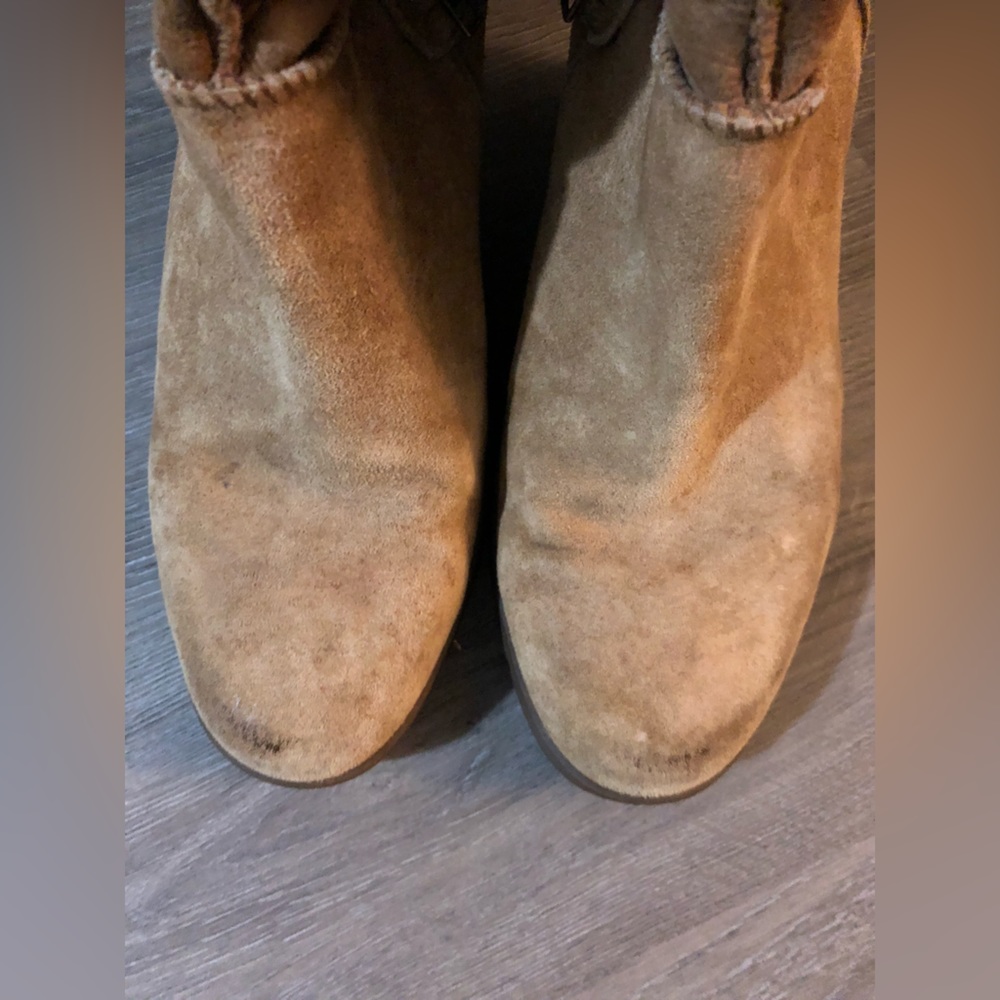 UGG, Tan, Suede Wedge Heel Boots, Women’s Size 8